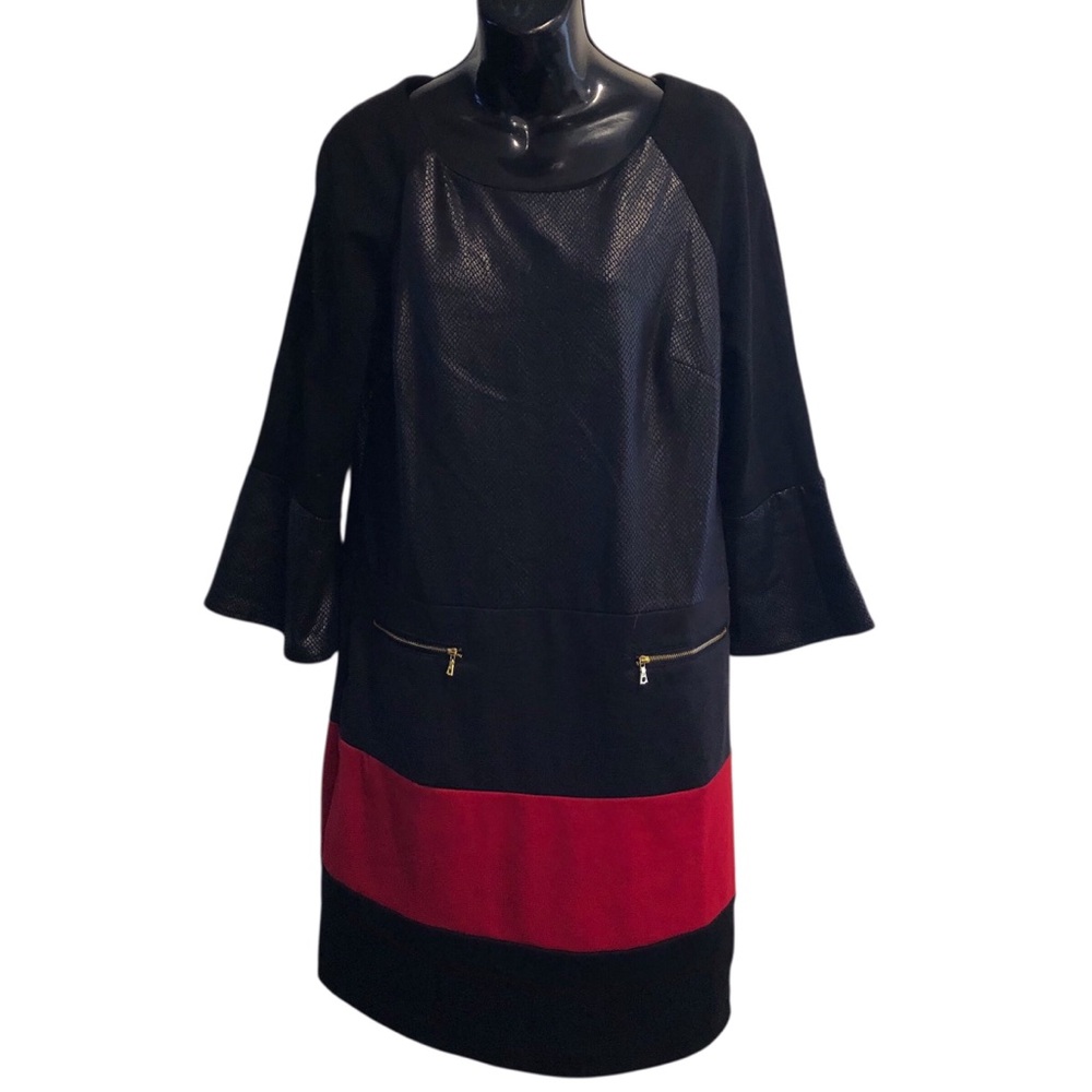 Ice Black and Red Long Sleeve Dress colorblock size 12